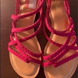 Red strapped sandals